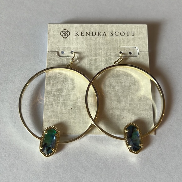Kendra Scott Elora Gold Hoop Earrings In Abalone - Picture 3 of 4